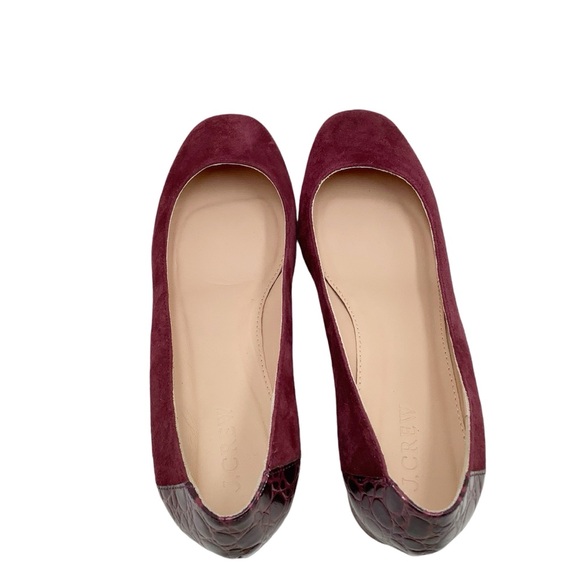 🆕{J.Crew}Suede Leather Pumps with Stamped Leather Croc Heel - Picture 5 of 9